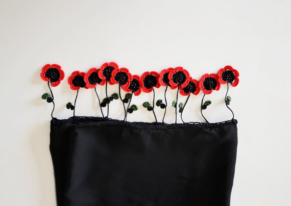 Red Poppies Black Scarf by ReddApple